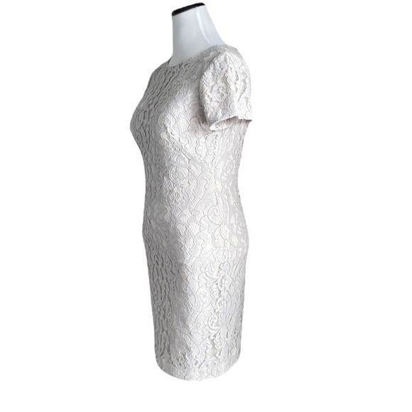 LAUREN RALPH LAUREN Women’s Lace Knee-Length Cocktail Dress Light Grey Size 4 - Picture 4 of 14
